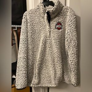 Ohio State Buckeyes Women's Sherpa Quarter-Snap Pullover Jacket - Charcoal